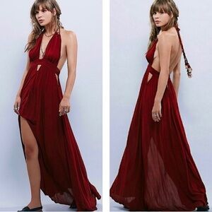 Free People Look into the sun maxi dress burgundy